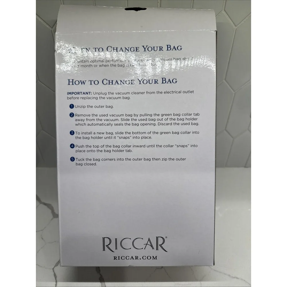 Riccar Charcoal Infused HEPA Media Vacuum Bags R10CV, R17, R10P, R10S Pkg Of 6